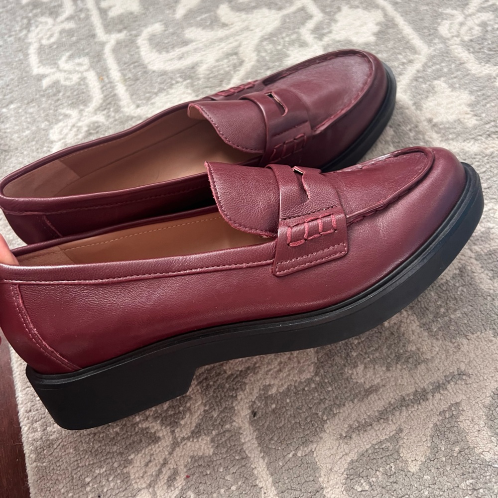 Nordstrom Burgundy Leather Platform Penny Loafers